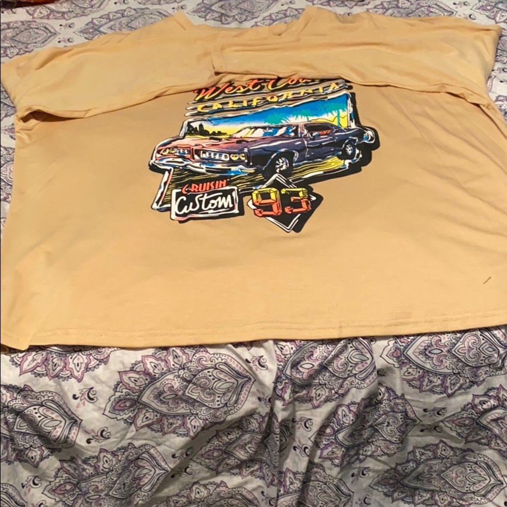 Graphic Print Drop Shoulder Over Sized Tee